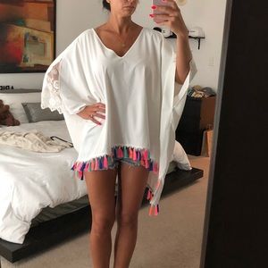 Beautiful white tassel cover up/ top NEW